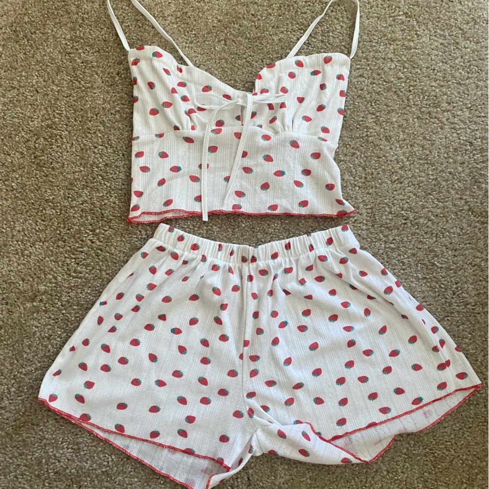 Strawberry print pajama set